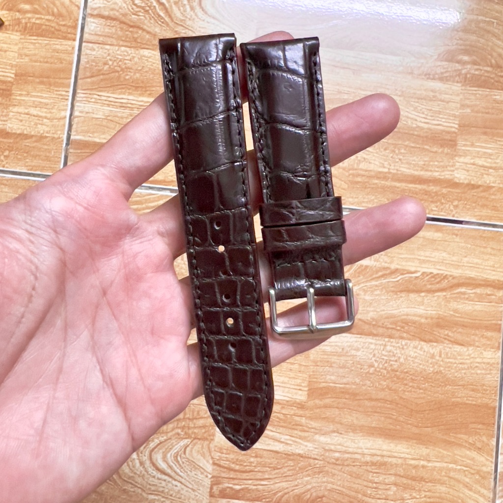 Leather Strap Black Brown genuine crocodile leather wrist watch wooden box + accessories