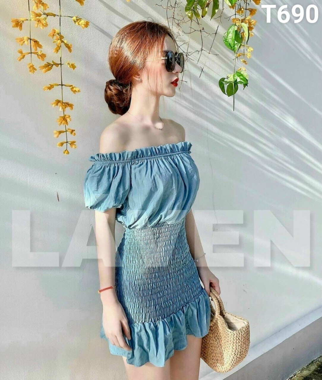 Đầm trể vai chạy moking quá đẹp T690