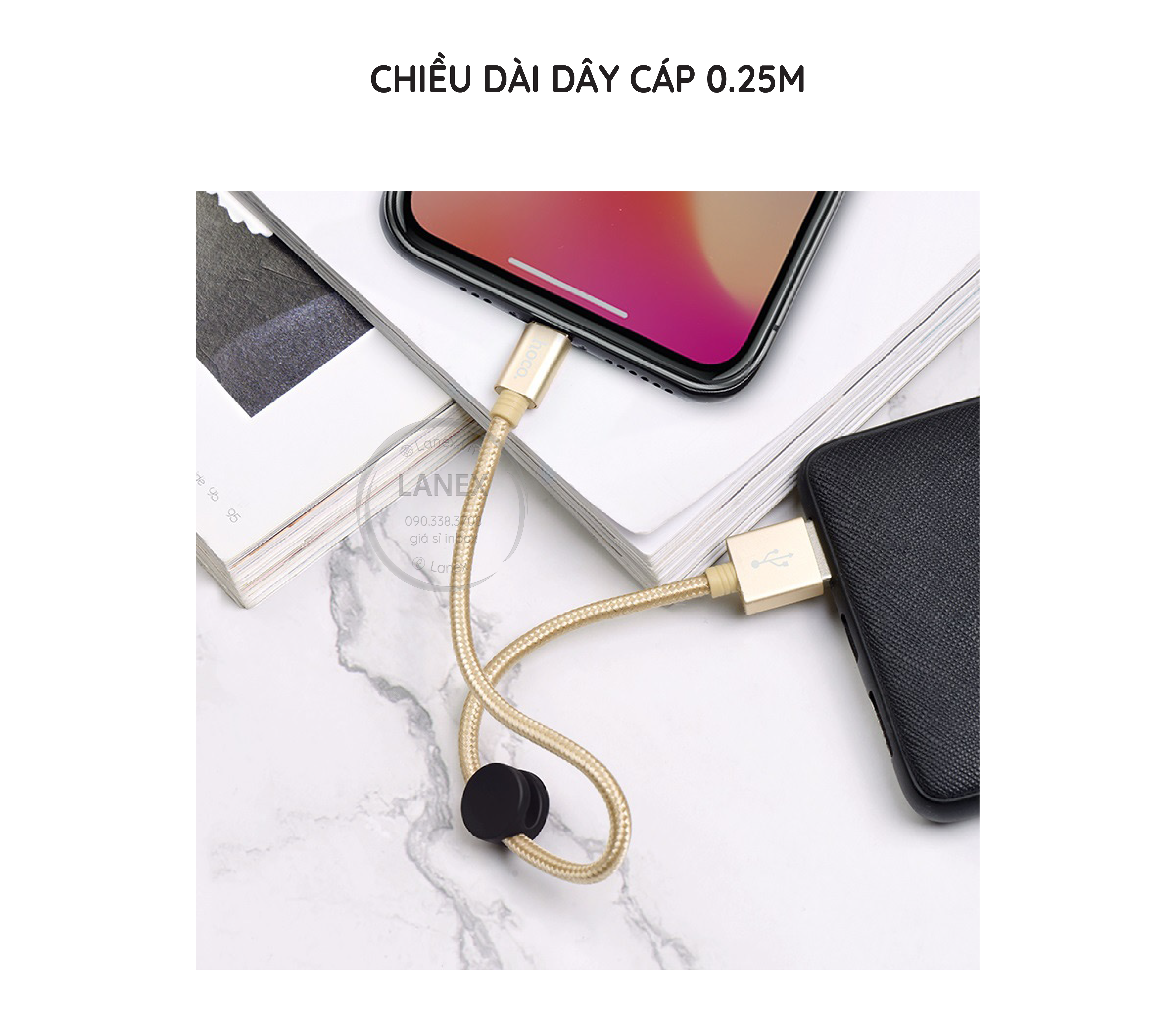 Cáp Sạc Nhanh Hoco X35 Dây Dù Lightning 2.4a Dài 0.25m
