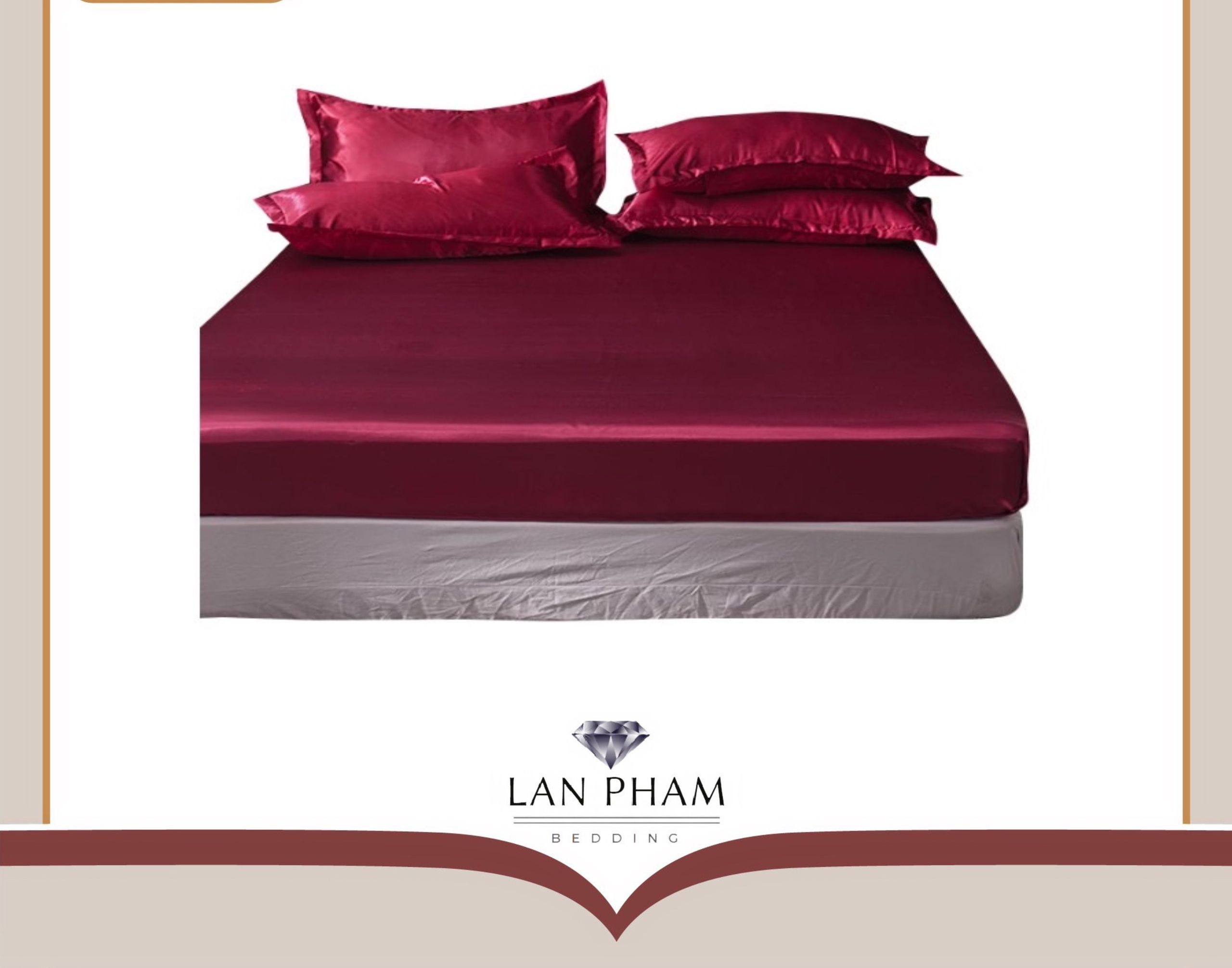 ( Lụa Loại 1) Ga - Drap Giường Lẻ Phi Lụa Lan Pham Bedding - Màu Đỏ Mận