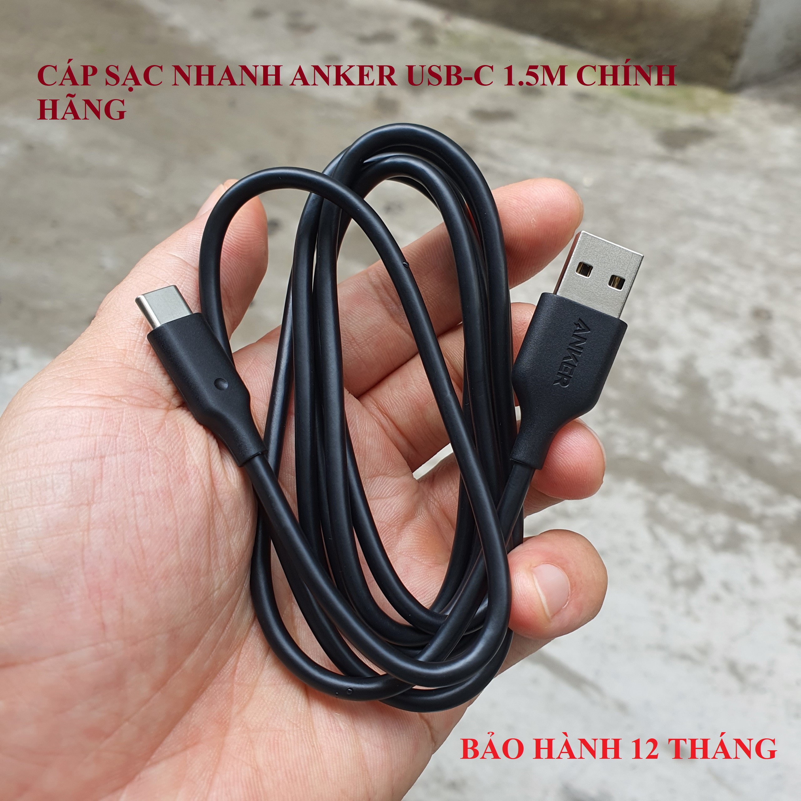 Cáp sạc nhanh anker usb-c 1.5m chính hãng, dây nhựa silicon dẻo, bảo hành 12 tháng