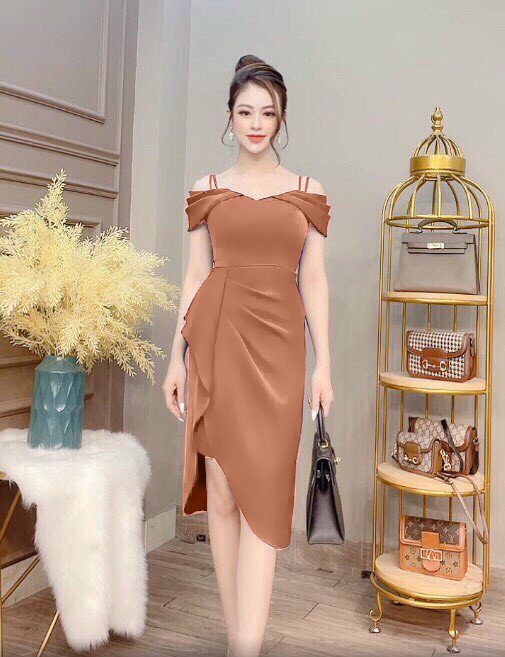 Đầm ôm trễ vai 2 dây  sang trọng