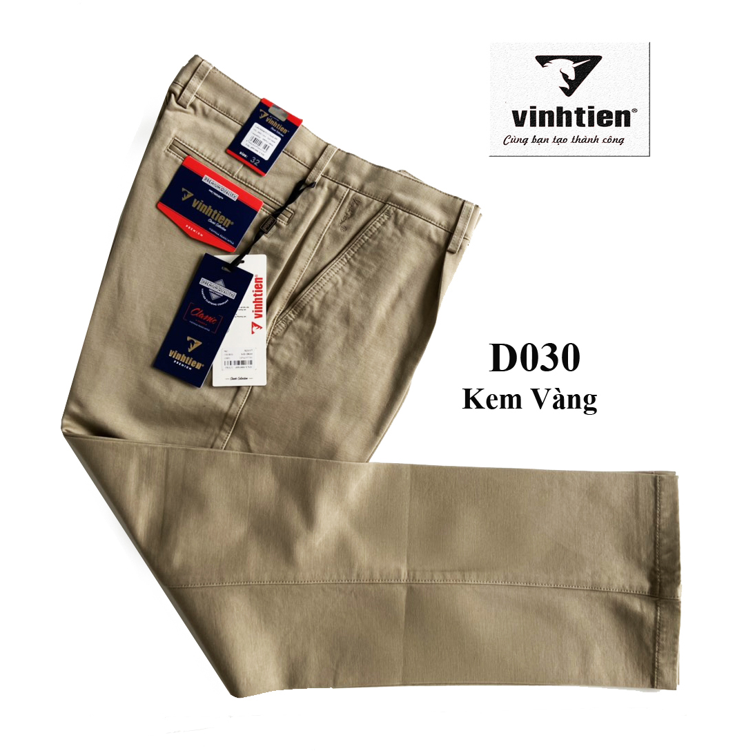 Quần Kaki Trơn Màu, Chít 1Ly 499 Trung Niên Vĩnh Tiến 100% Cotton  Mẫu Màu Xanh Than