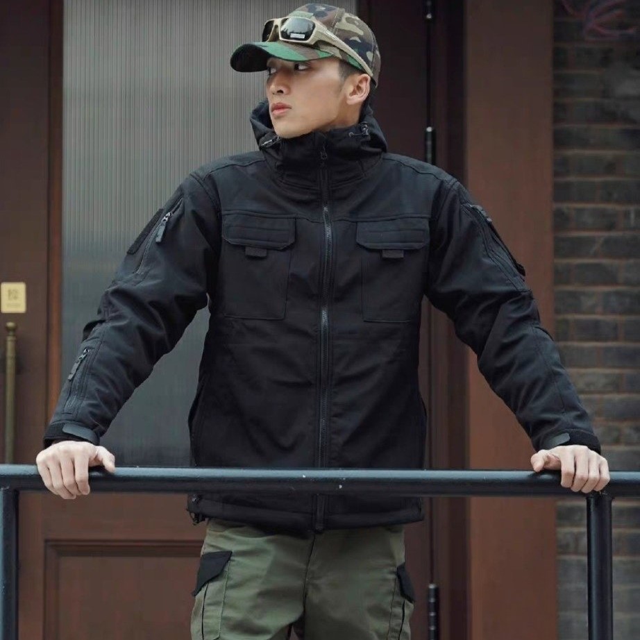 Áo Khoác Chiến Thuật, Áo Khoác Tactical Hai Lớp Lót Nỉ Vải Trượt Nước (007)