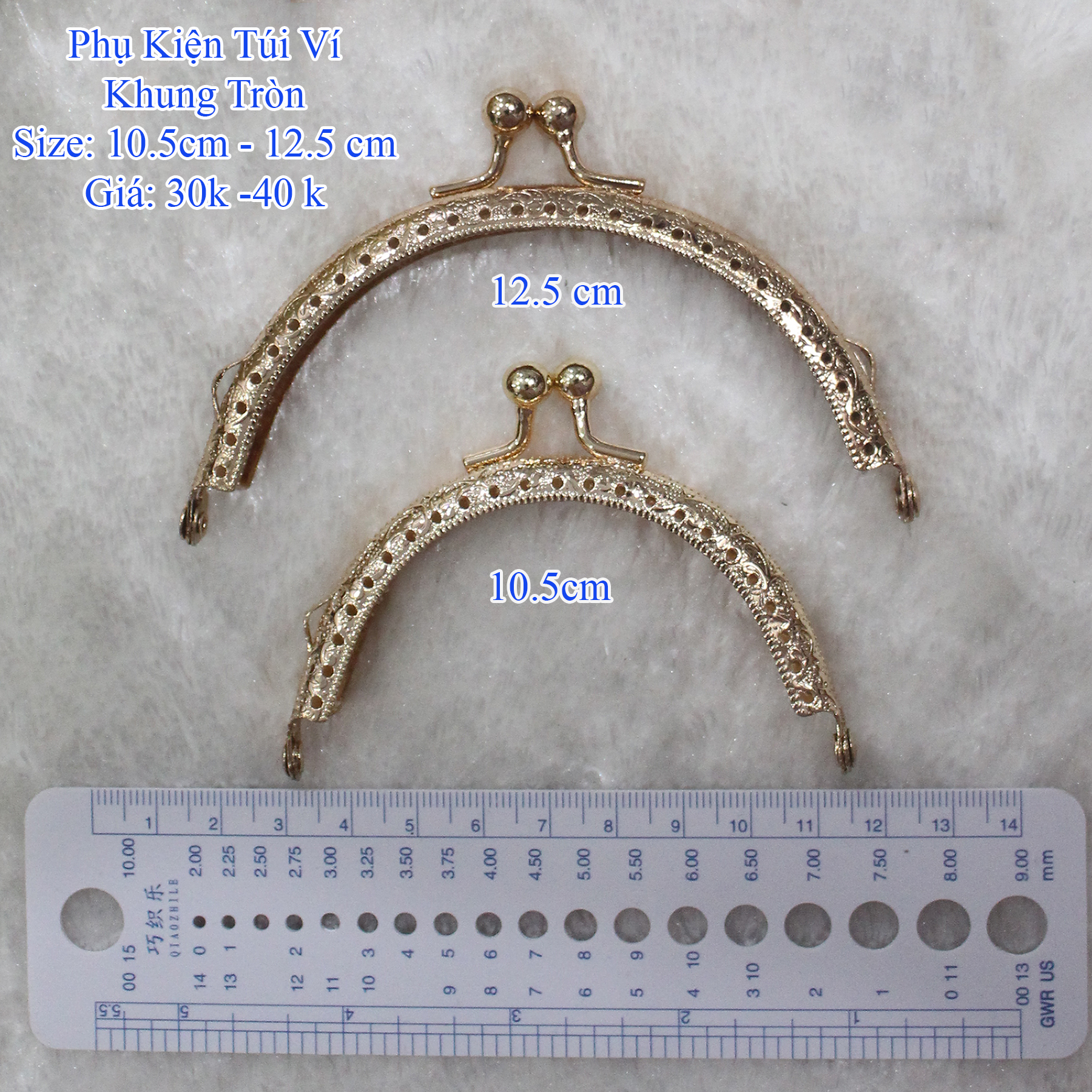 10.5cm & 12.5cm Round Frames for Making Handbags