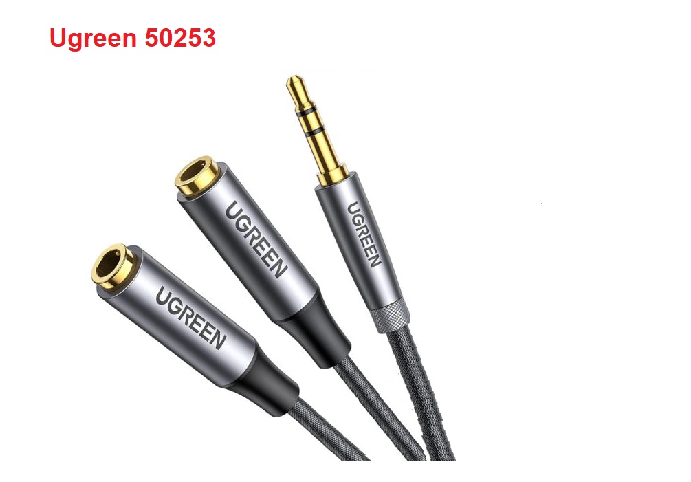 Cáp chia cổng âm thanh 3.5mm 1 ra 2 ugreen dài 20cm