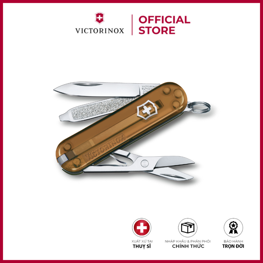 Dao đa năng Victorinox SD Classic Transparent Color 58mm NEW 2021 with gift box- Hãng phân phối chính thức