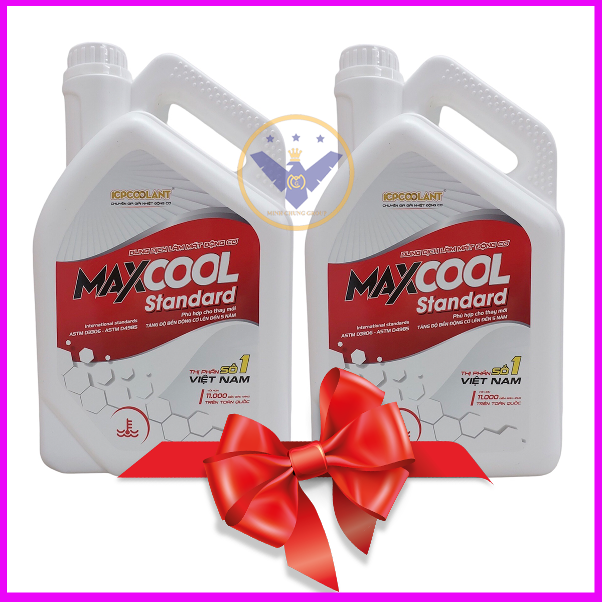 COMBO 2 nước làm mát động cơ ô tô (màu đỏ) Maxcool Stardard Can 4L
