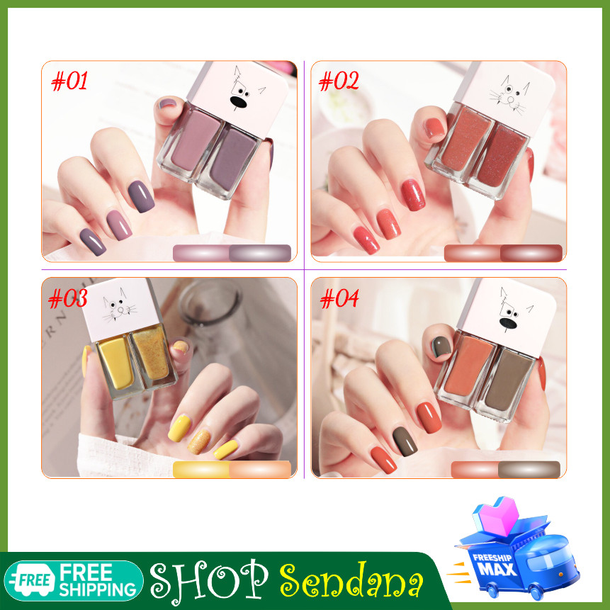 [HCM]Set 2 chai sơn móng tay 2 màu trong 1- Gel sơn móng tone màu hot không gây hại móng (SALE GIAO MÀU NGẪU NHIÊN)