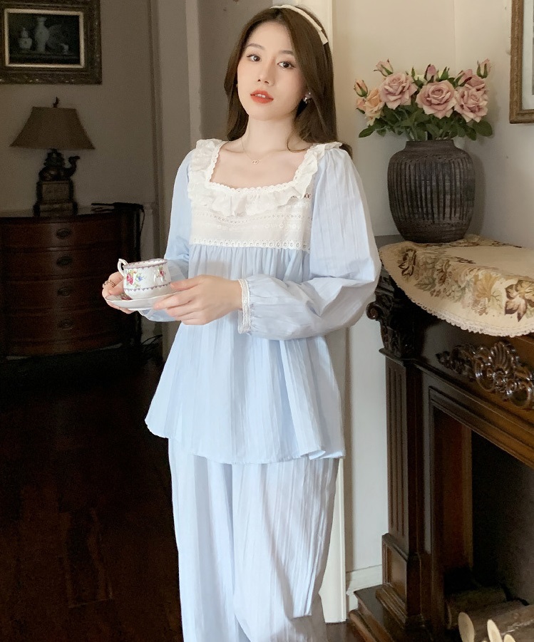 Set bộ mặc nhà phối ren tiểu thư quảng châu