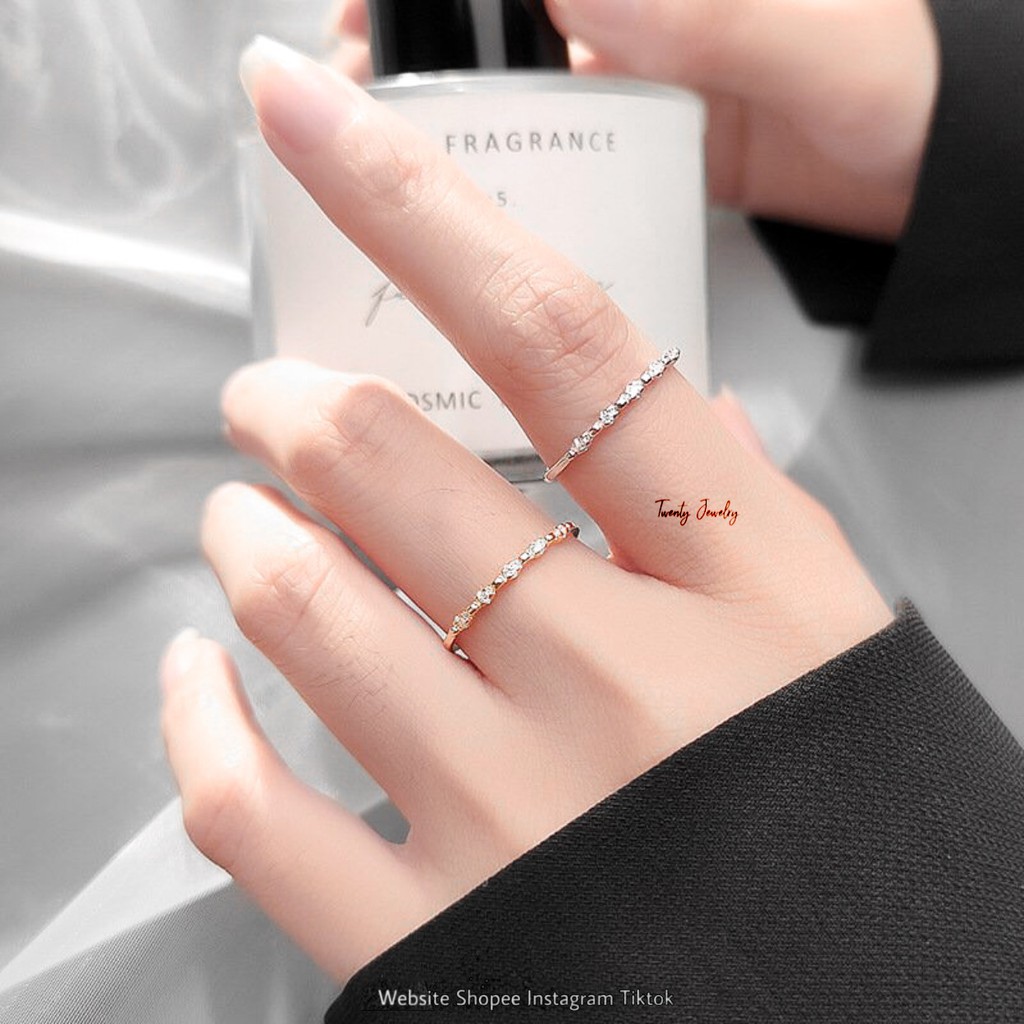 Nhẫn bạc s925 thanh mảnh đính đá freesize nlarj7614. nhẫn bạc 925 nữ 20silver