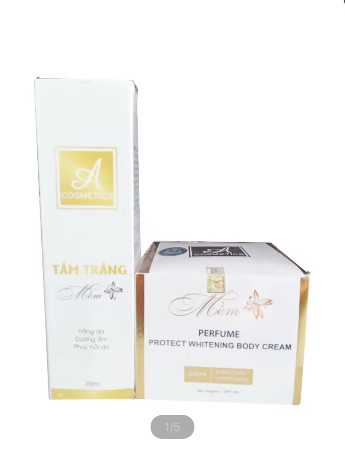 Combo tắm trắng mềm và kem body mềm A Cosmetics