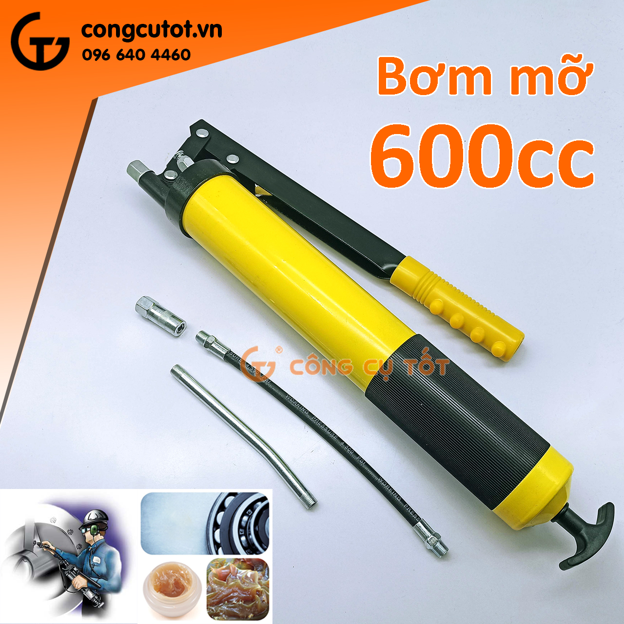 Bơm mỡ bằng tay - Bơm mỡ bò 600cc, 900cc