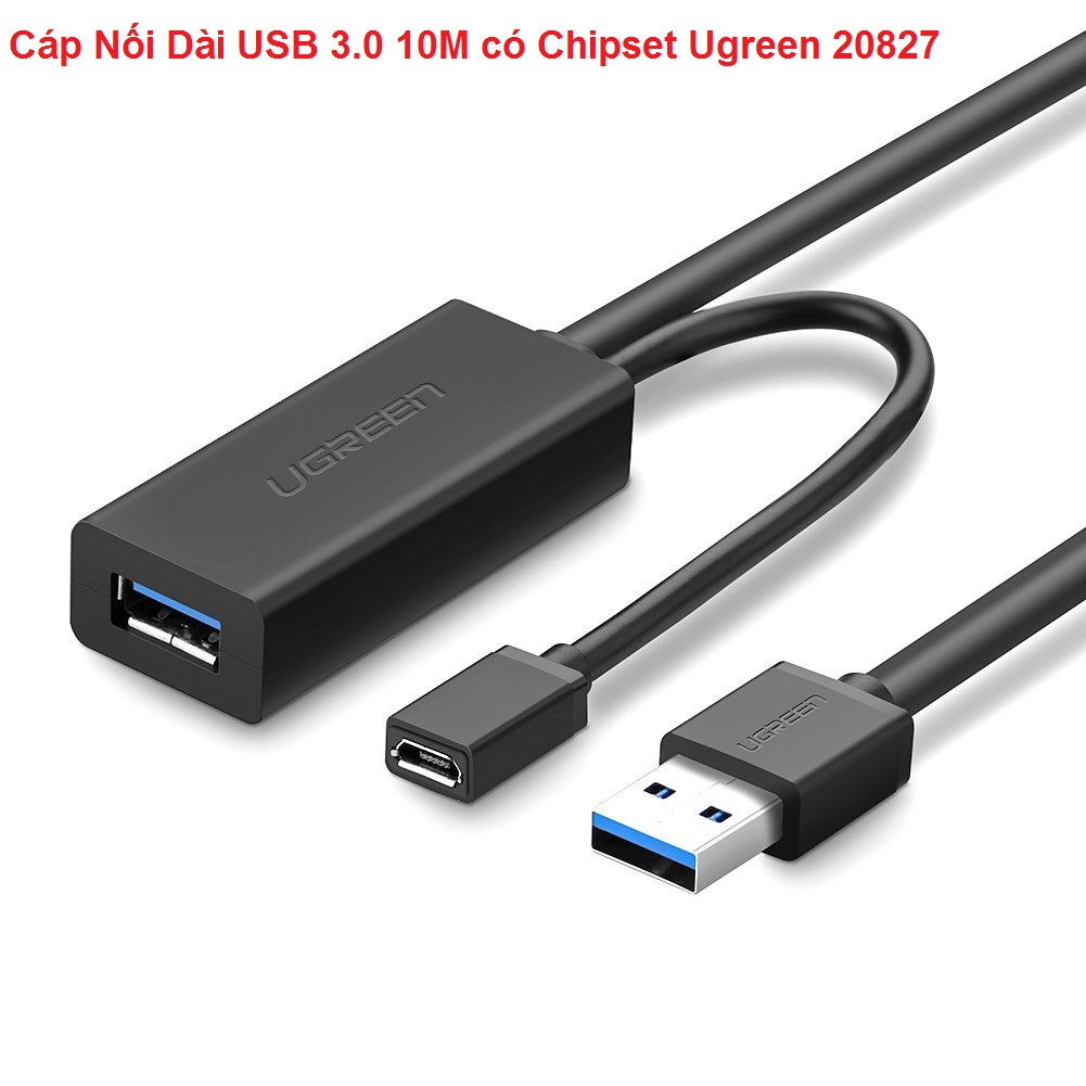 Cáp Nối Dài USB 3.0 10M có Chipset Ugreen 20827 Chính Hãng
