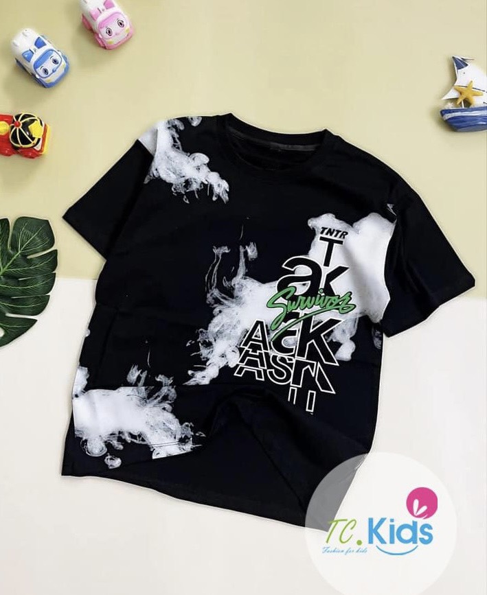 Áo thun cho bé trai phối đồ đẹp size 10-60kg chất cotton mềm mát mẫu loang khói