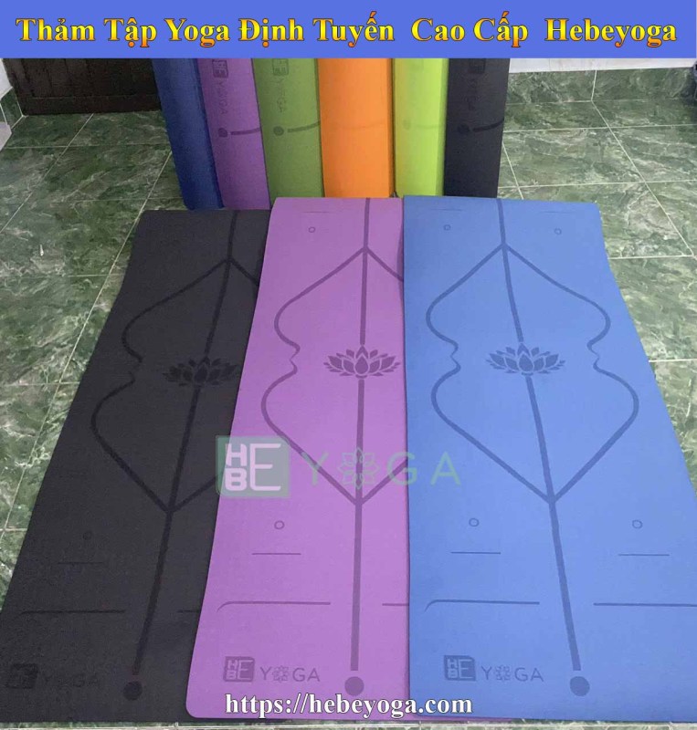 Thảm Tập Yoga Định Tuyến Hebeyoga TPE 6mm và 8mm 1 Lớp Cao Cấp Kèm Túi