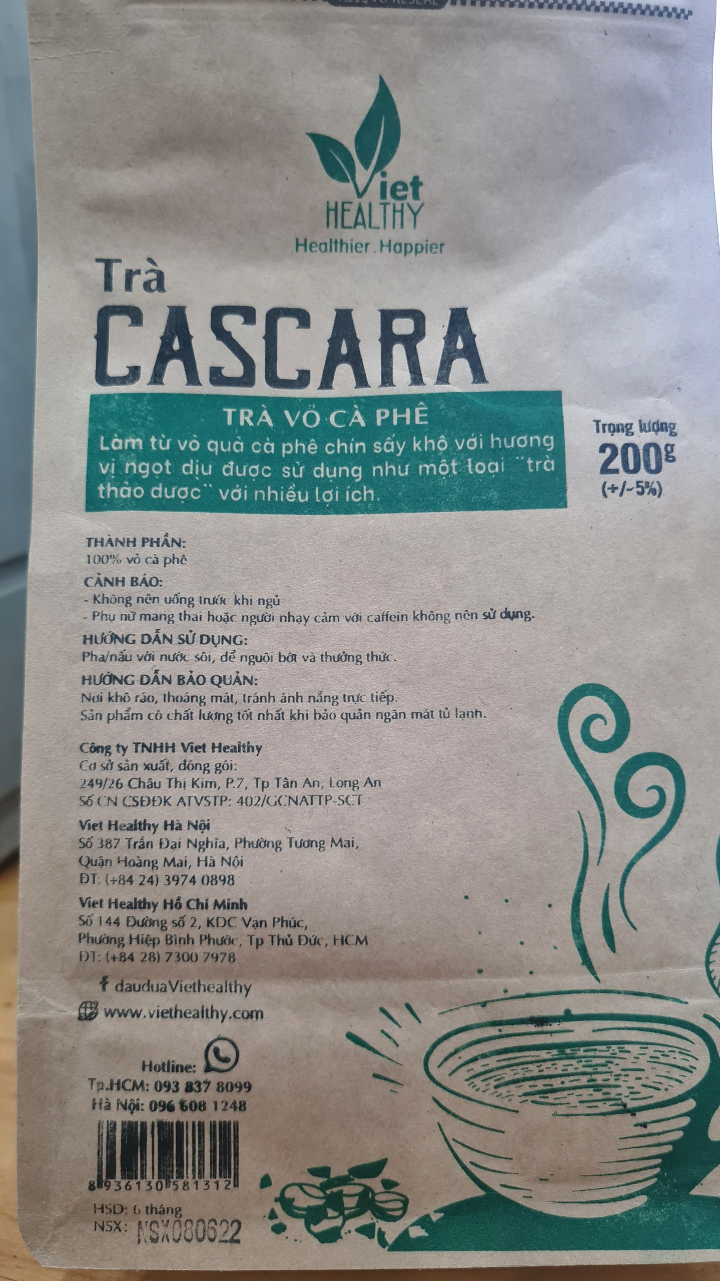 Trà cà phê Cascara Viet Healthy ( làm từ vỏ cà phê ) 200g
