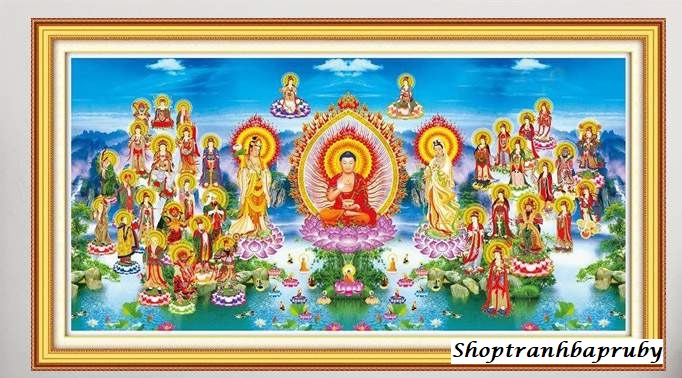 [HCM]Tranh đính đá Tây Phương Cực Lạc VS479 kích thước 130 x 65 cm