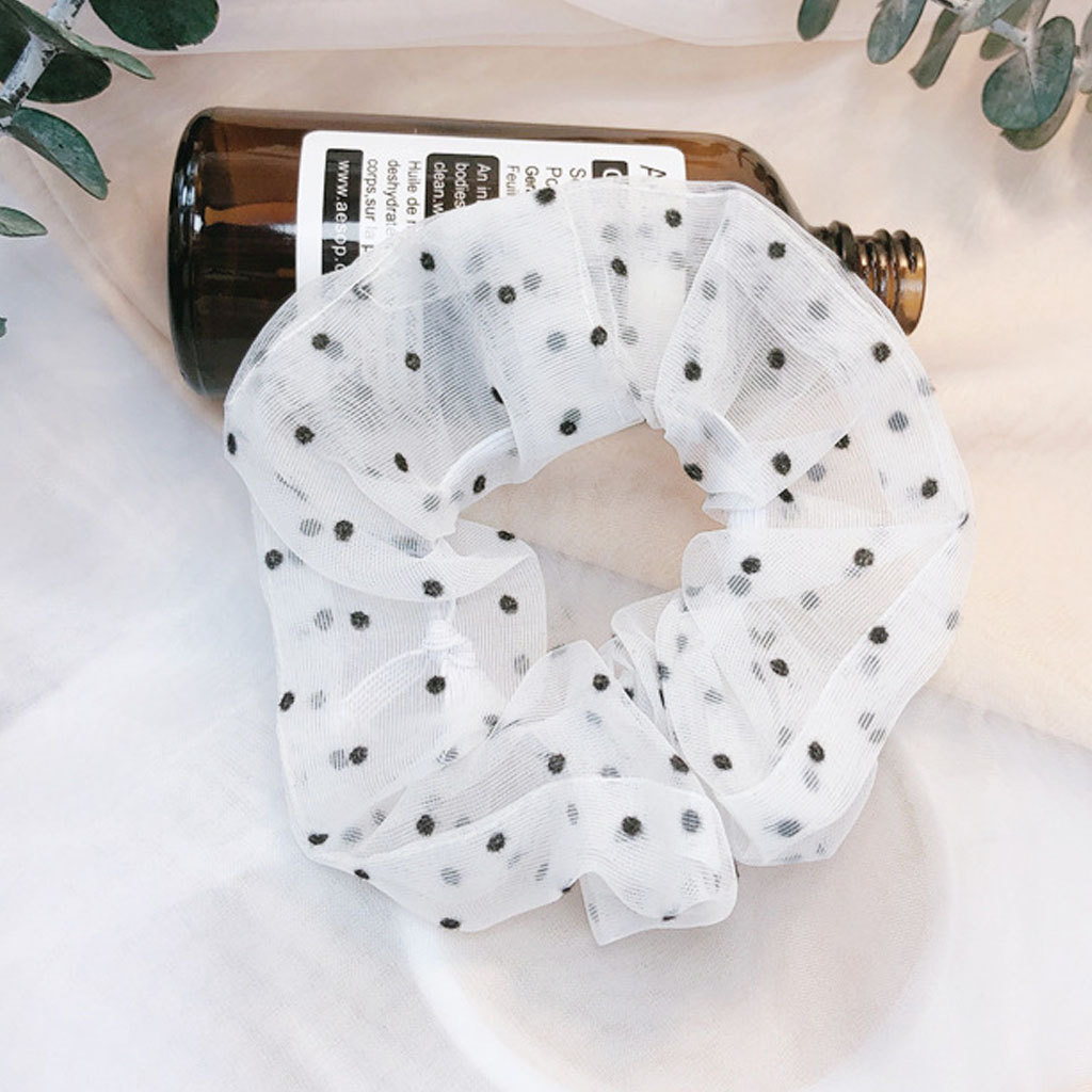 Dây buộc tóc vải Scrunchies chấm bi dễ thương CT51