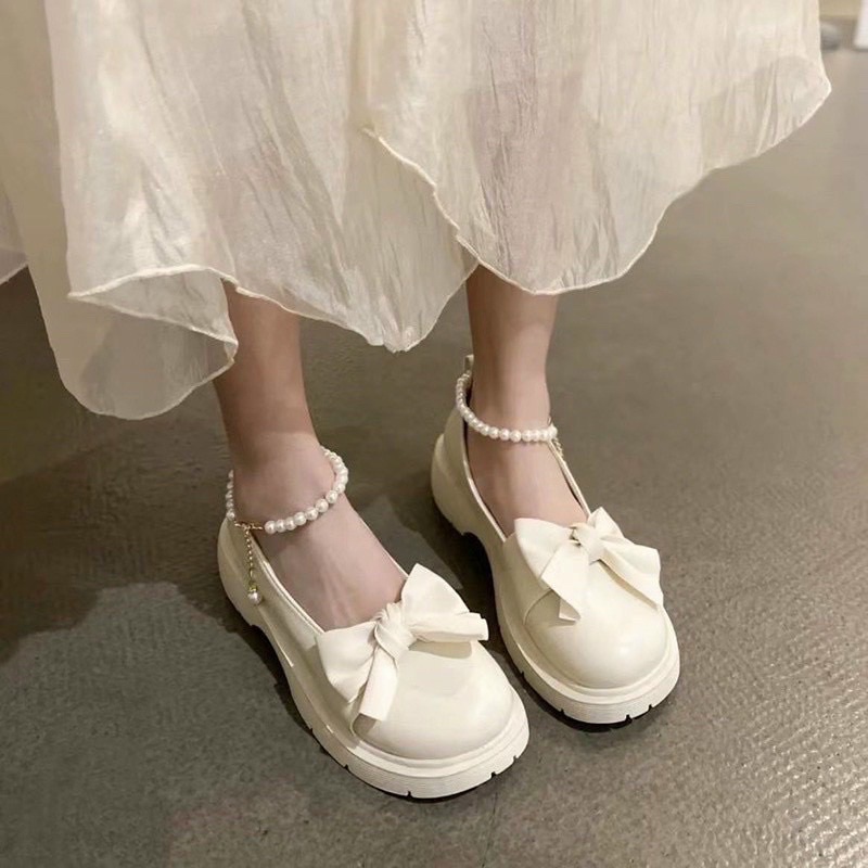 Giày Lolita Mũi Nơ Quai Ngọc ( fom rộng nên lùi size)