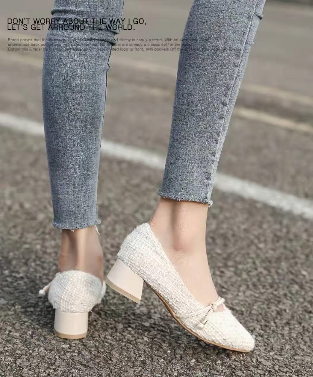 Giày Búp Bê Nữ Giày Slip On Đế Thấp 3 Phân Mũi Nhọn