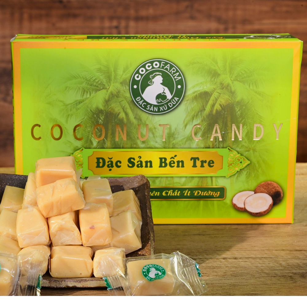 Kẹo Dừa Mềm Dẻo nguyên chất Cocofarm vị nguyên bản hộp 400g