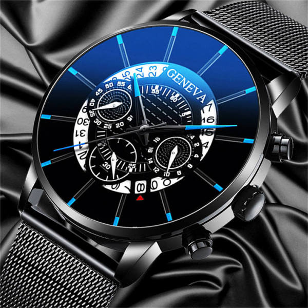 Đồng hồ cho nam GENEVA đồng hồ đeo tay hiển thị ngày Dây Thép Không Ghỉ siêu mỏngChống Nước Tốt