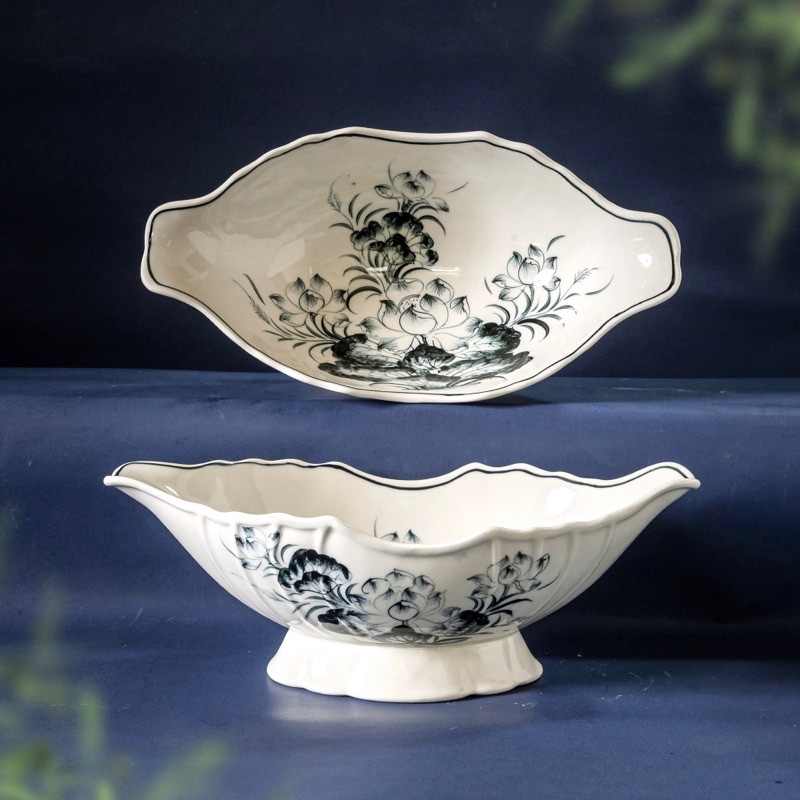 Bát thuyền đựng gà,gốm sứ bát tràng ,gốm sứ decor