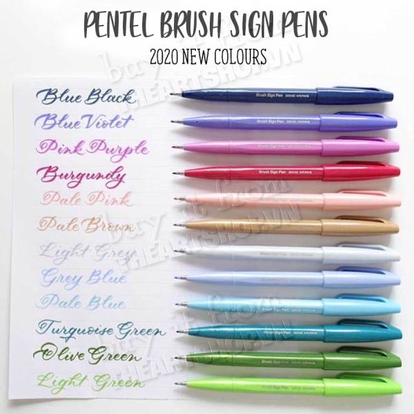 [THEARTSHOP] Bút viết thư pháp PENTEL Sign brush pen fude touch 12 màu mới 2020 SES15C
