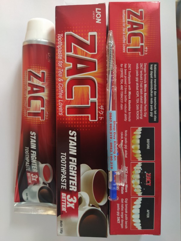 Kem đánh răng Zact 190g (Đặc biệt dành cho người uống trà, cafe, hút thuốc lá)