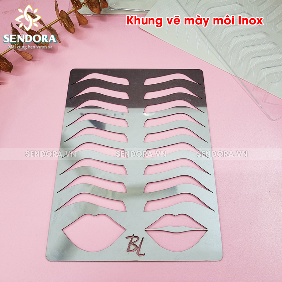 [HCM]Khung vẽ chân mày, môi tập trên da giả - Khuôn kẻ mày inox 10 dáng