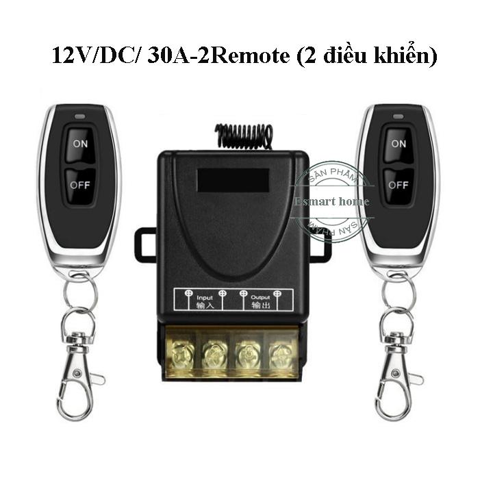 Công tắc điều khiển từ xa Rf 100m 12V DC/30A có 2 Remote điều khiển, công tắc điều khiển từ xa 12v