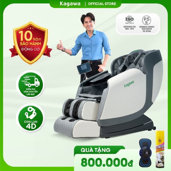 Ghế massage toàn thân KAGAWA K5 Con Lăn 4D Cao Cấp đa chức năng, công nghệ quét AI