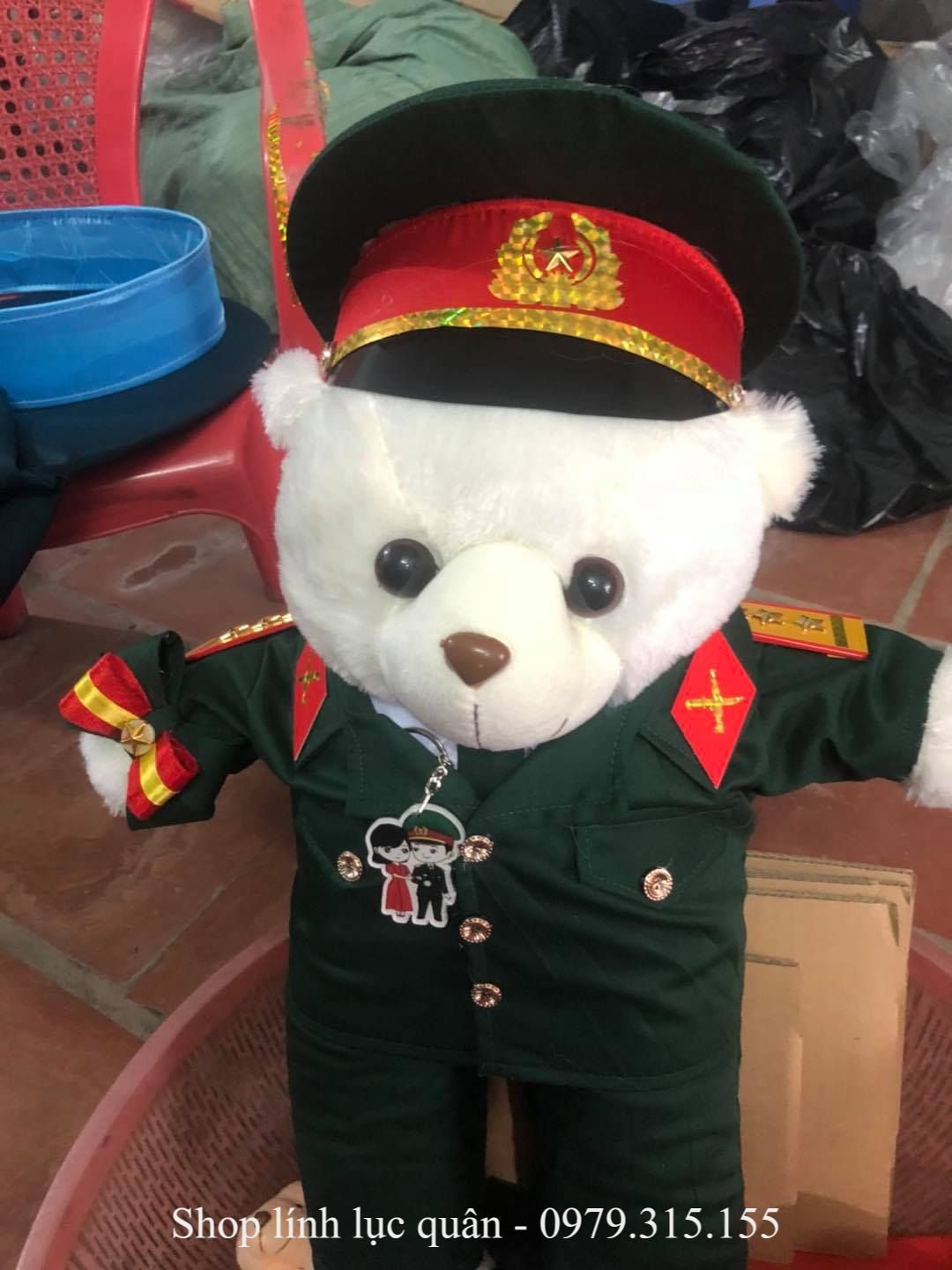 GẤU BÔNG MẶC ĐỒ LÍNH LUC QUAN 55cm