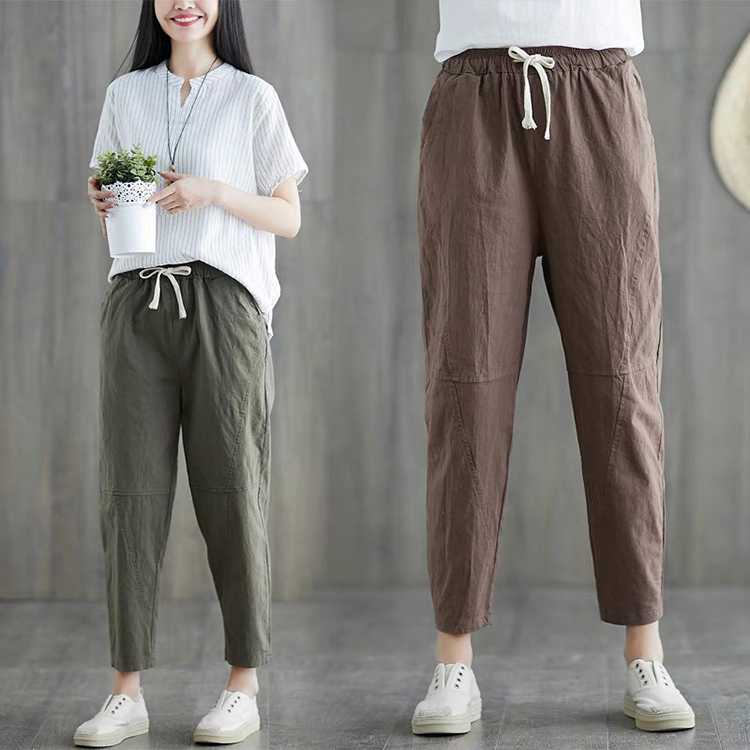 Quần baggy harem Linen nữ