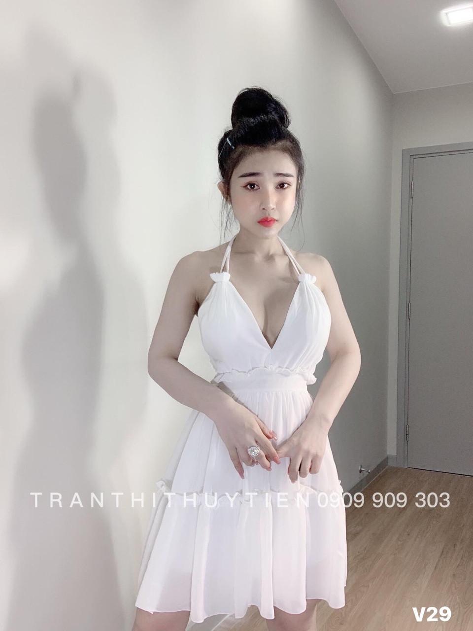 Đầm yếm hở lưng áo cúp ngực-TH
