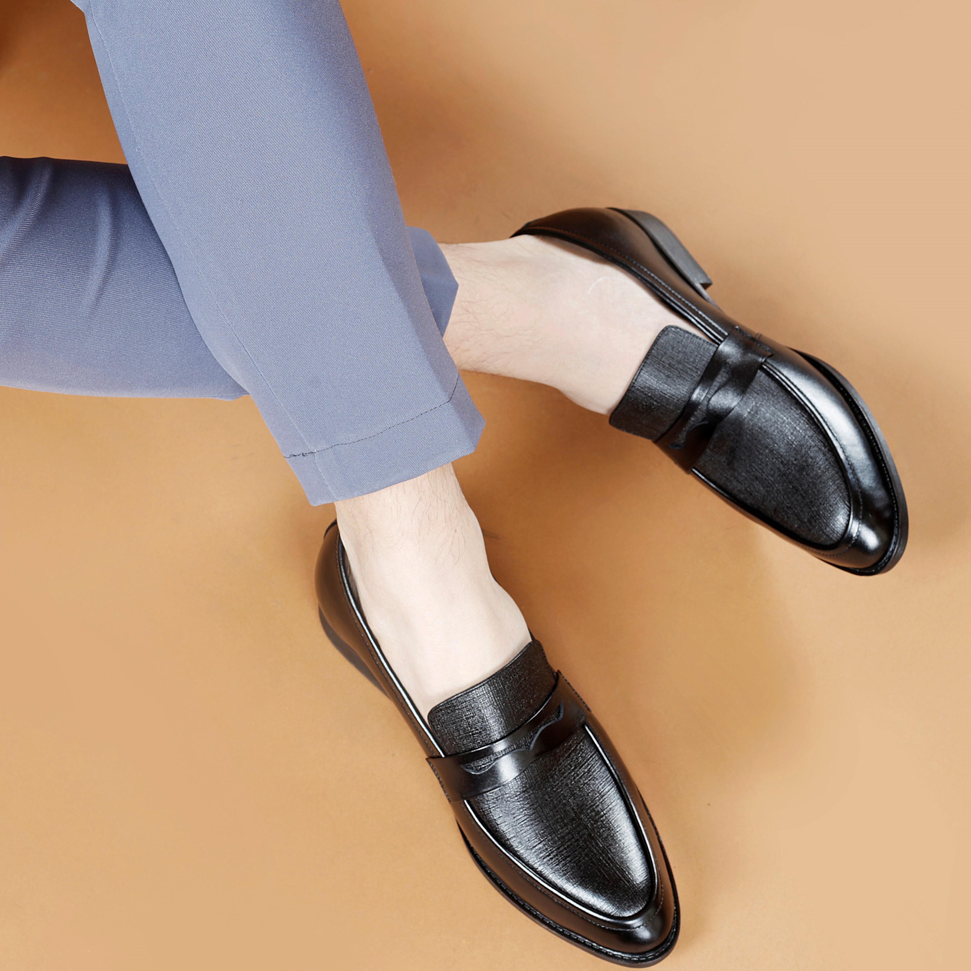 Giày lười Tăng chiều cao SMARTMEN GL-04 Đen