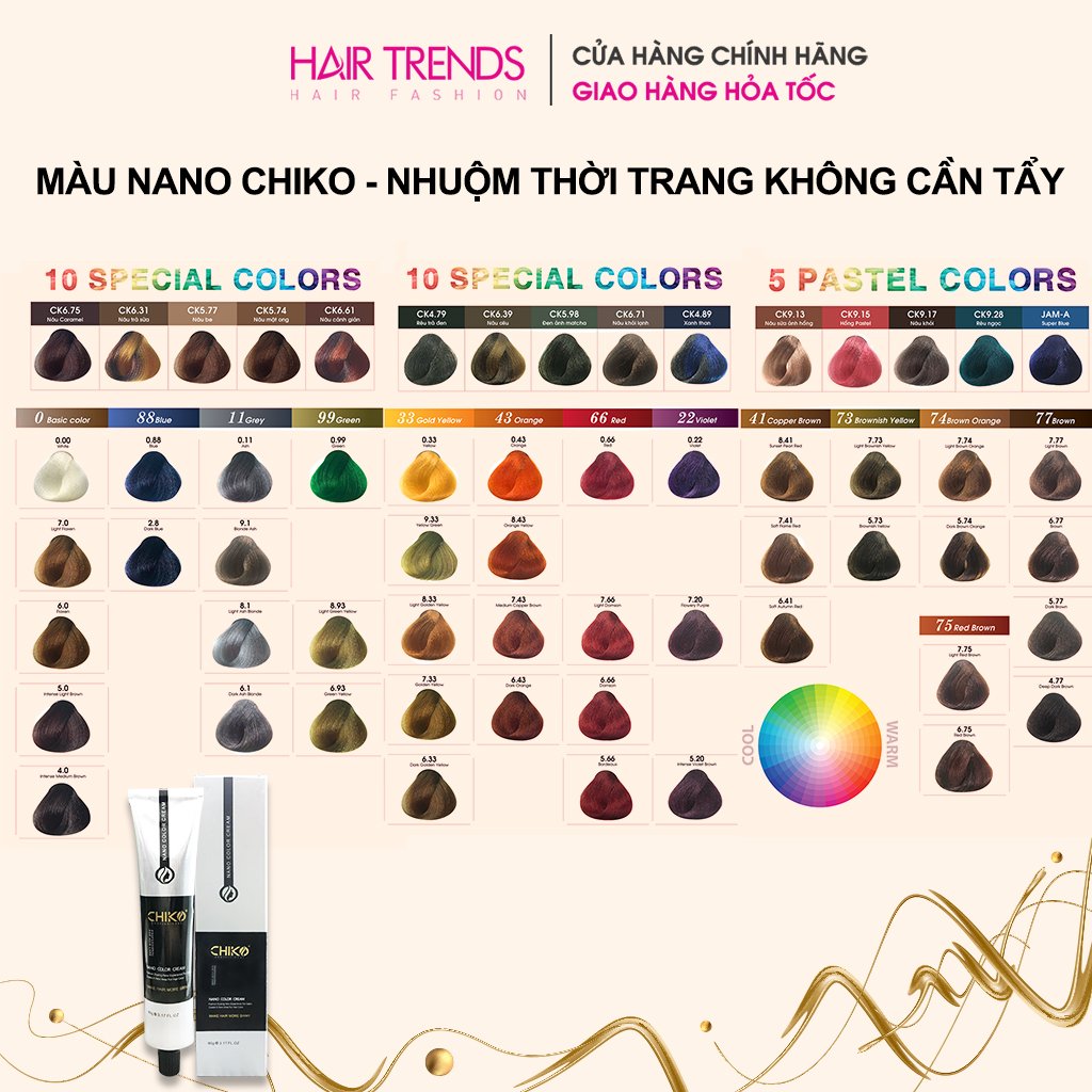 (GIÁ SỈ) Thuốc nhuộm tóc CHIKO màu thời trang không cần tẩy tóc (KHÔNG KÈM OXI TRỢ NHUỘM)
