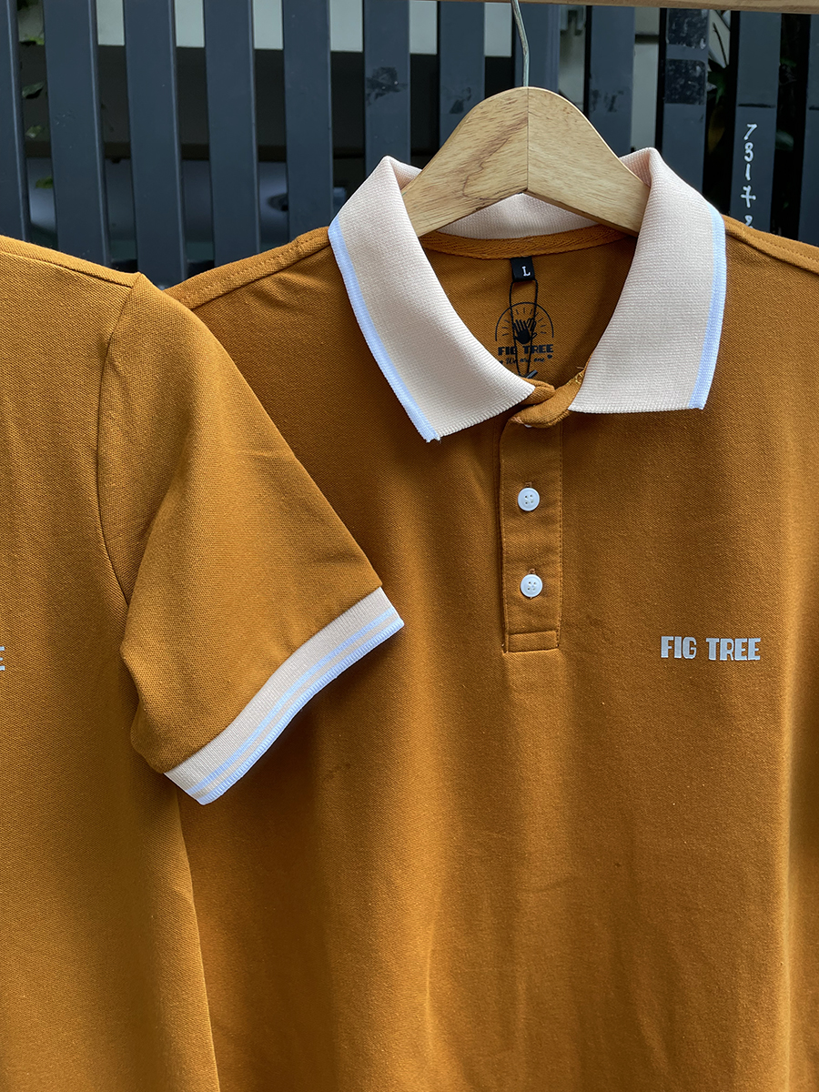 Set áo thun đôi polo Fig Tree màu cam đất siêu hót