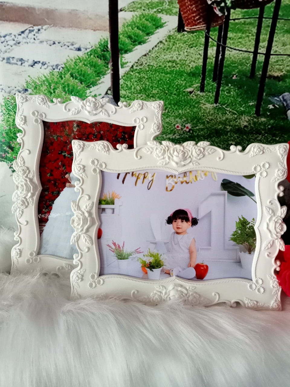 khung pha lê sứ trắng Hàn Quốc cao cấp 13x18( mặt kính giá rẻ)