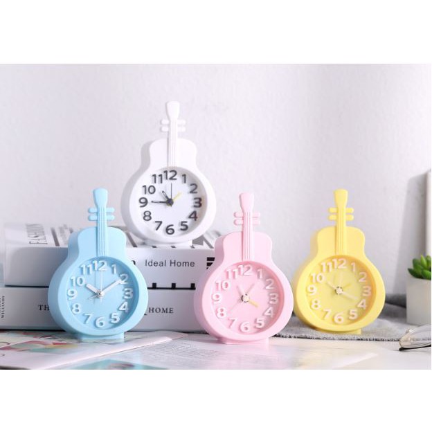Đồng hồ báo thức để bàn mini hình cây đàn - đồng hồ báo thức nhiều màu sắc