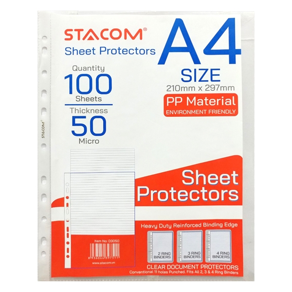 Bìa lá 11 lỗ stacom gáy trắng - dày 0.05mm – d3050