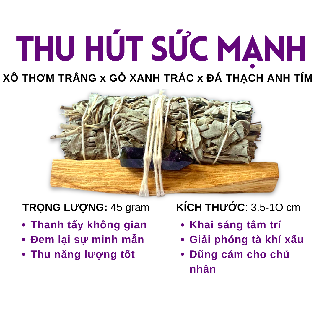 [Labbi] Combo xô đốt thu hút sức mạnh [ĐÁ THẠCH ANH TÍM]