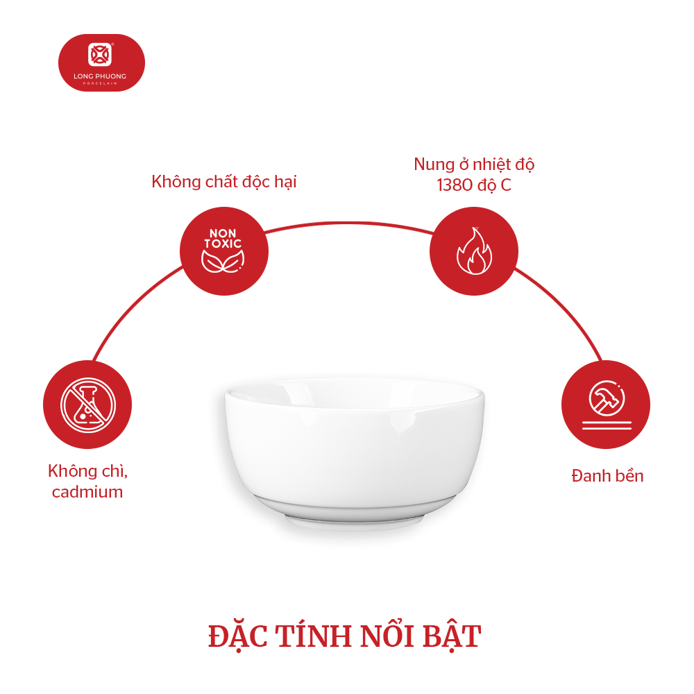 Bát Cơm Nhật - Bát con ăn cơm, bát nhỏ ăn cơm, chén cơm sứ cao cấp Long Phương