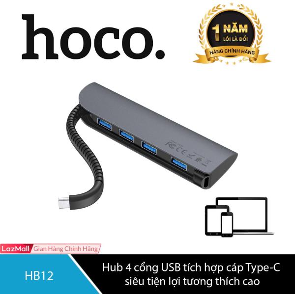 Bảng giá Hub chuyển đổi Hoco HB12 tích hợp cáp Type-C sang 4 cổng chuẩn USB3.0 cao cấp Phong Vũ
