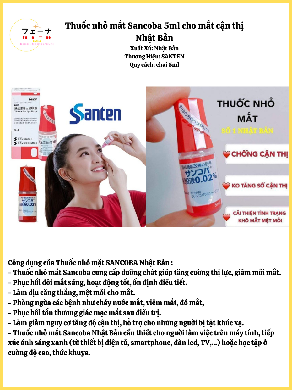 Nước nhỏ mắt chống cận thị Santen Nhật Bản