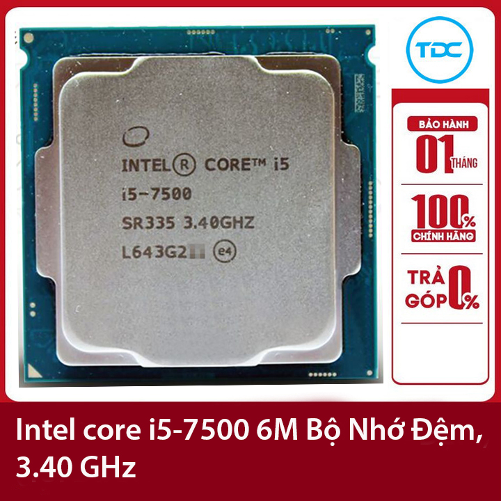Bộ vi xử lý Intel CPU Core i5-7500 3.40GHz 65w 4 lõi 4 luồng 6MB Cache Socket Intel LGA 1151