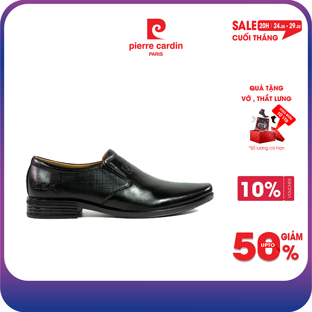 Giày tây nam Pierre Cardin chất liệu da bò thật nhập khẩu, đế cao su chống trơn trượt, bảo hành 12 tháng - PCMFWLG 760