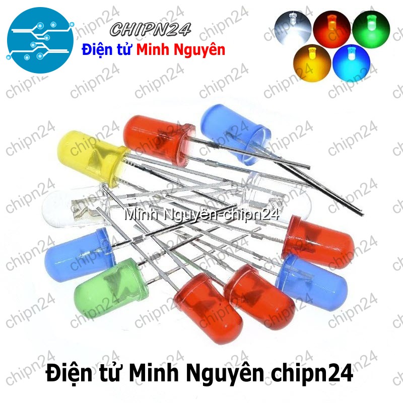 [50 con] (TK2) Led 5mm Vỏ Đục Màu ra Màu (Đỏ/Vàng/Xanh Lá/Dương/Trắng/Cam) - [Chọn Loại] - HHH.00164