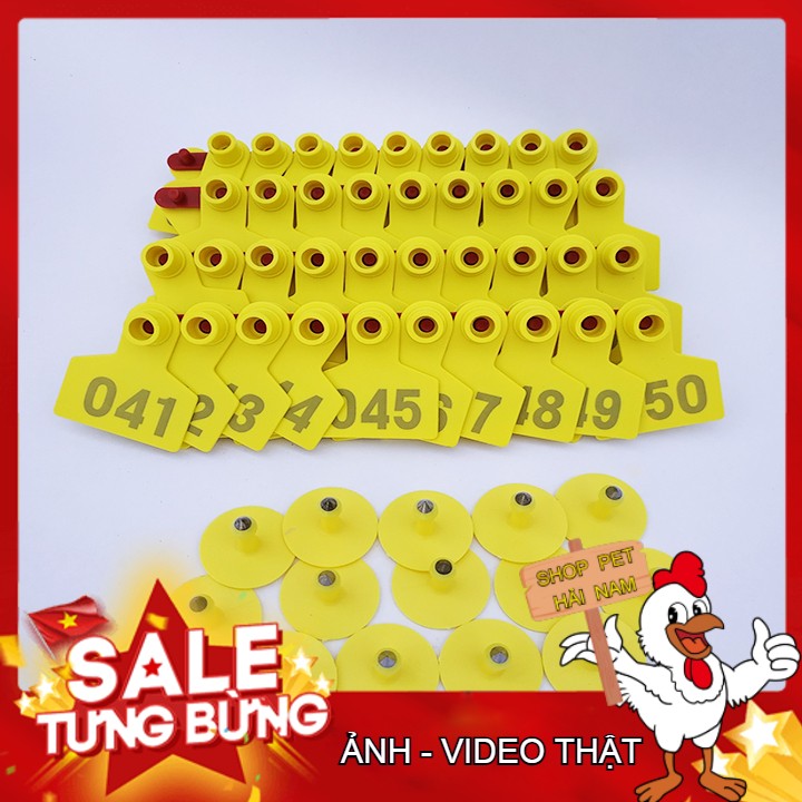 Thẻ đeo tai cho lợn,bò,dê có đánh số thứ tự từ số 1 đến số 100 , làm bằng nhựa dẻo có độ bền cao